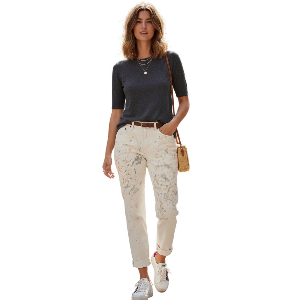 Polo Ralph Lauren Avery Boyfriend Paint Splatter Jeans Sz‎ 38 Fits 16-18 NWT
